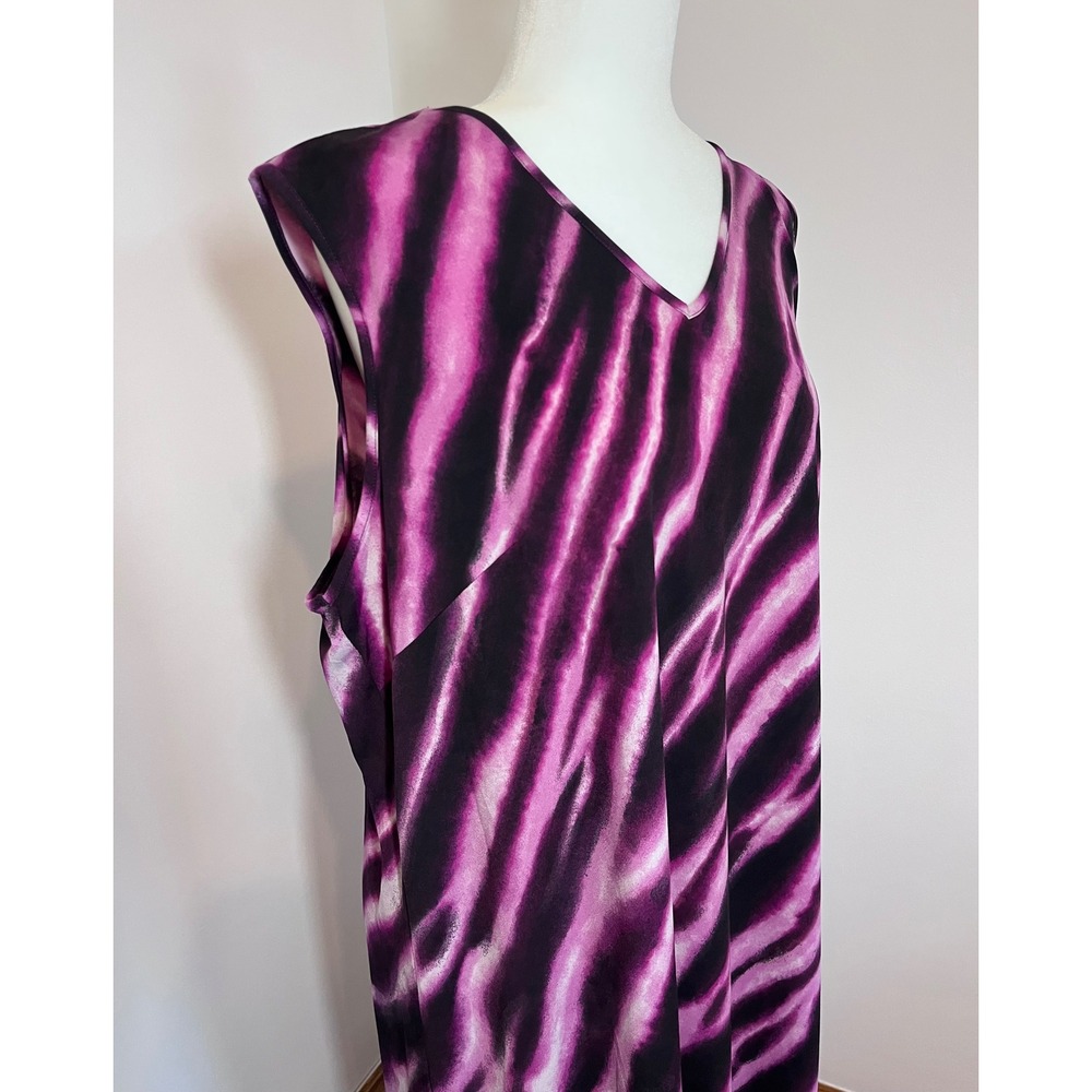 Bob Mackie Wearable Art Maxi Dress Women XL Purple Animal Print Zebra Print